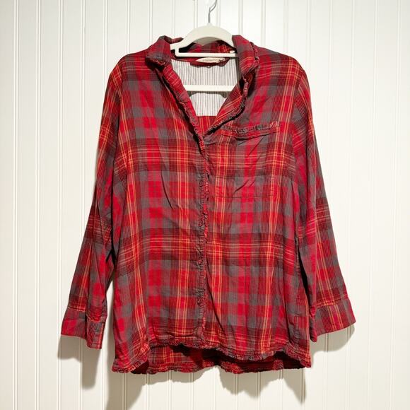 Soft Surroundings Night Divine Red Plaid Flannel Pajamas Size Small - Picture 3 of 14